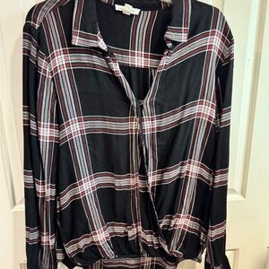 Plaid Button-Up Blouse by beachlunchlounge